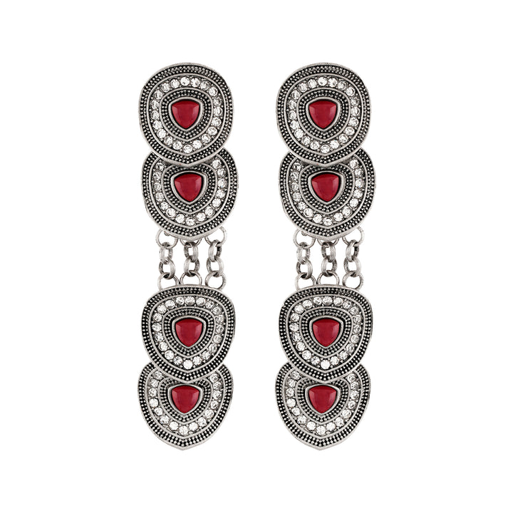 Teejh Dhanushree Silver Mehroon Earring