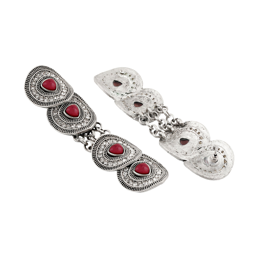 Teejh Dhanushree Silver Mehroon Earring