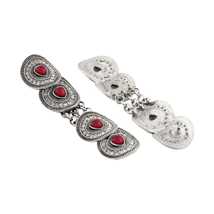 Teejh Dhanushree Silver Mehroon Earring