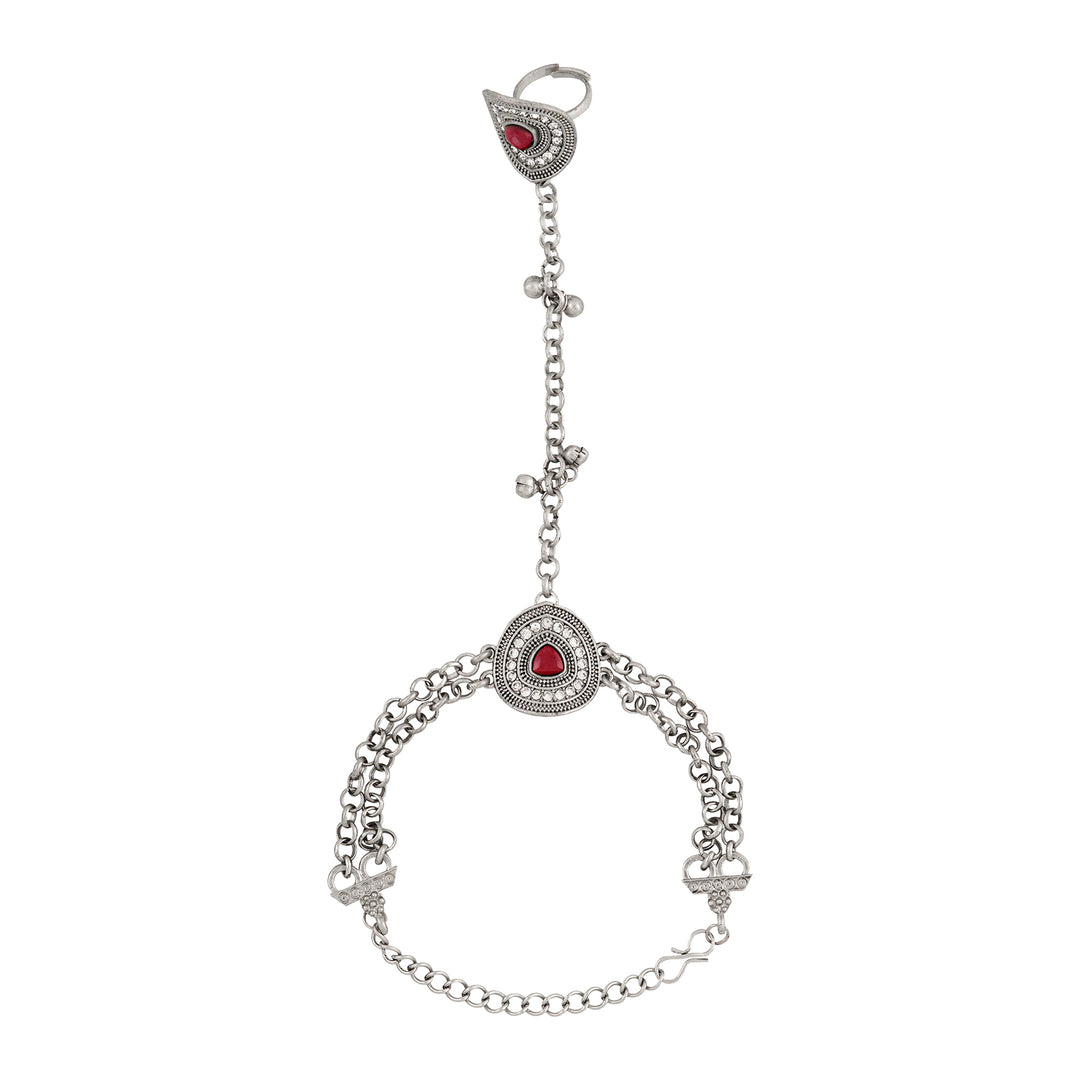 Teejh Sujata Silver Mehroon Hathphool