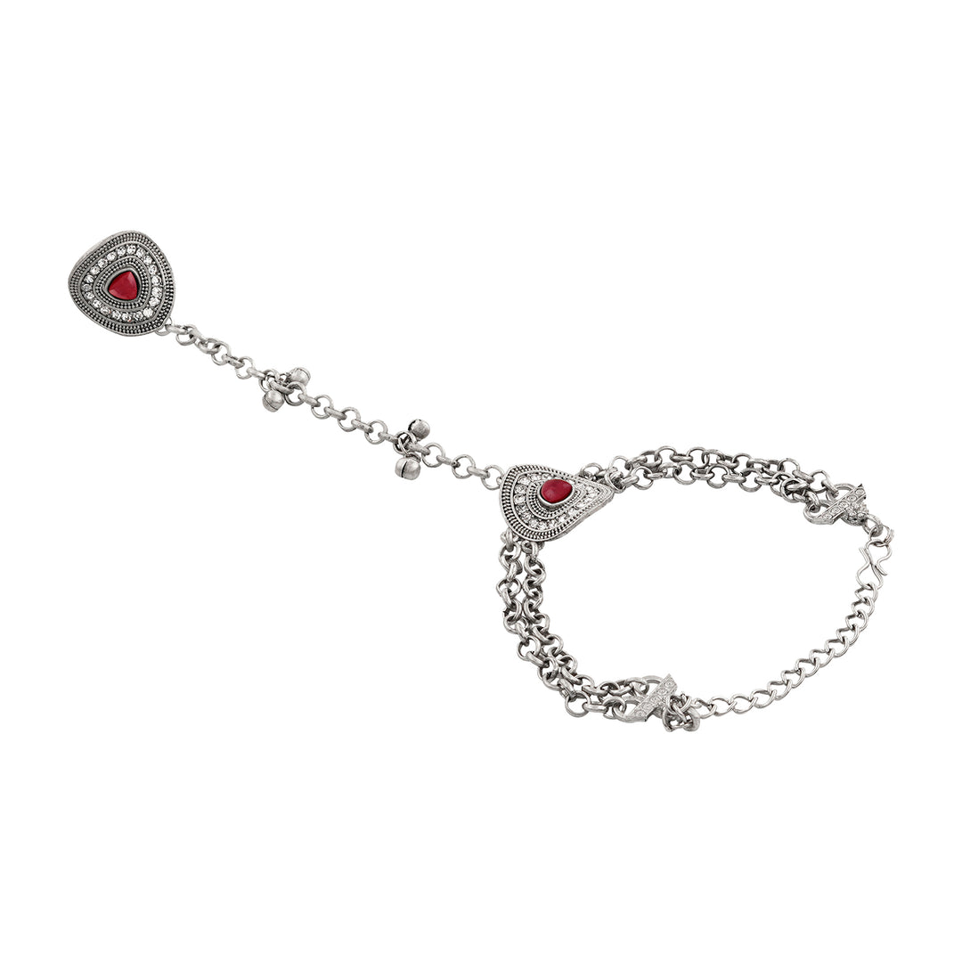 Teejh Sujata Silver Mehroon Hathphool