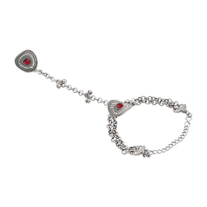 Teejh Sujata Silver Mehroon Hathphool