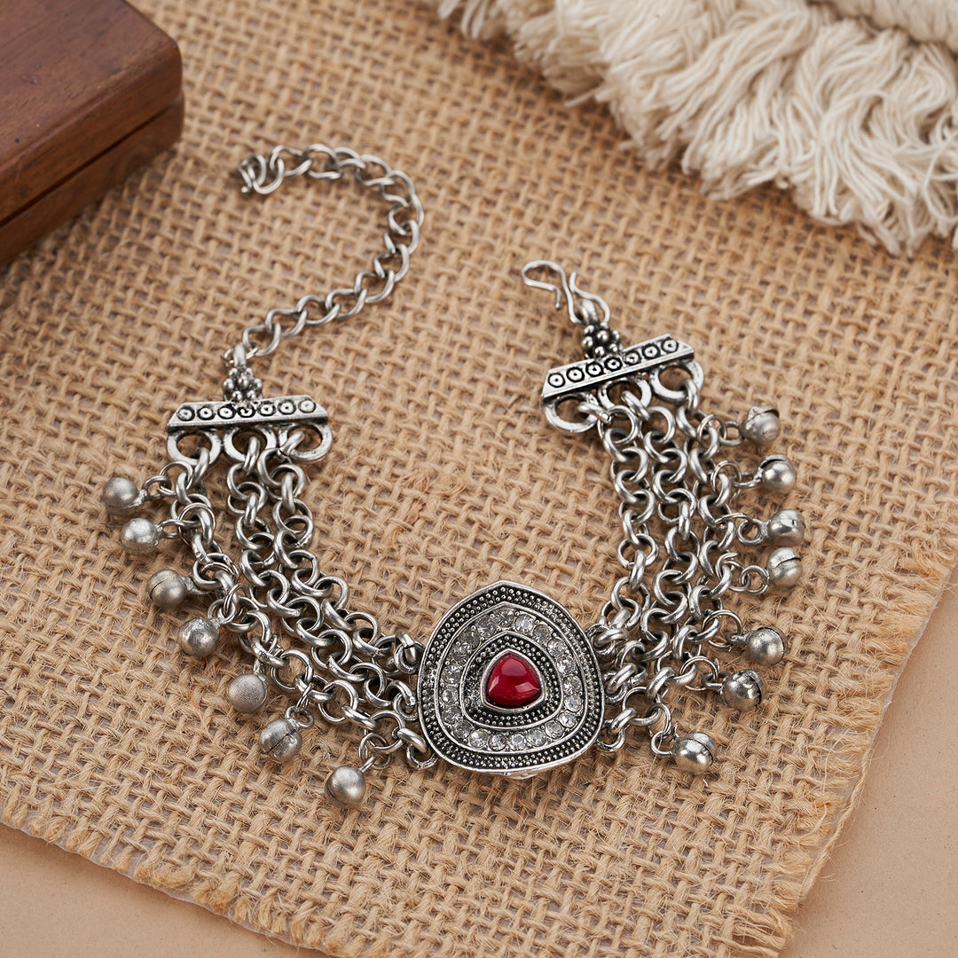 Teejh Tanisha Silver Mehroon Bracelet