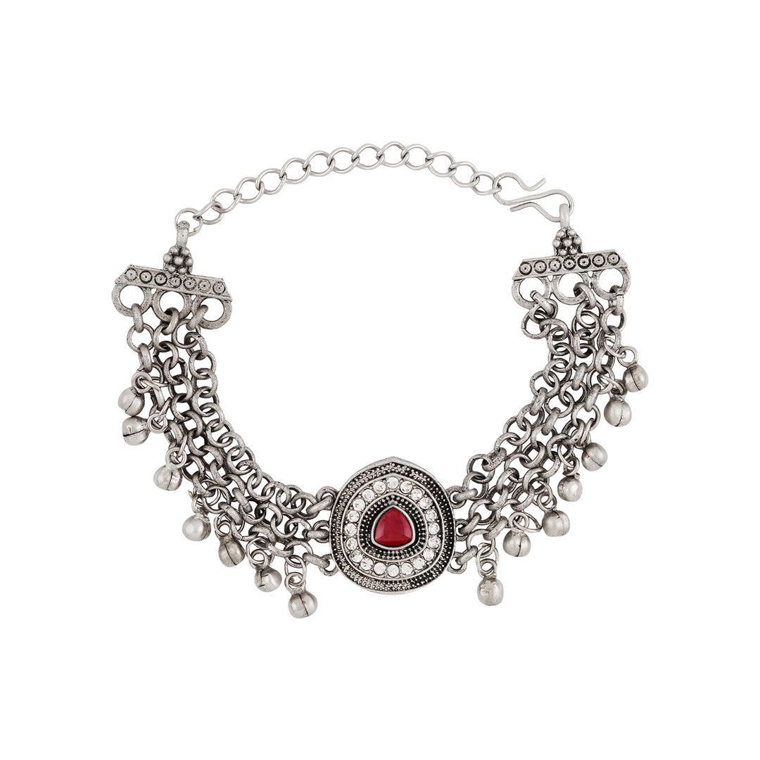 Teejh Tanisha Silver Mehroon Bracelet