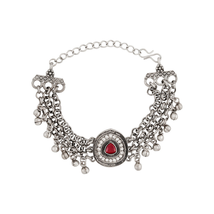 Teejh Tanisha Silver Mehroon Bracelet