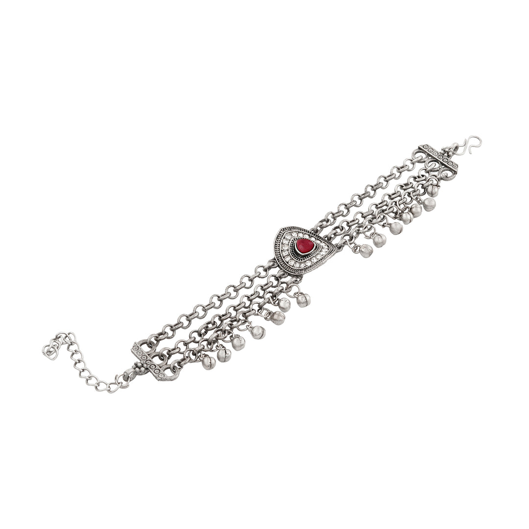 Teejh Tanisha Silver Mehroon Bracelet