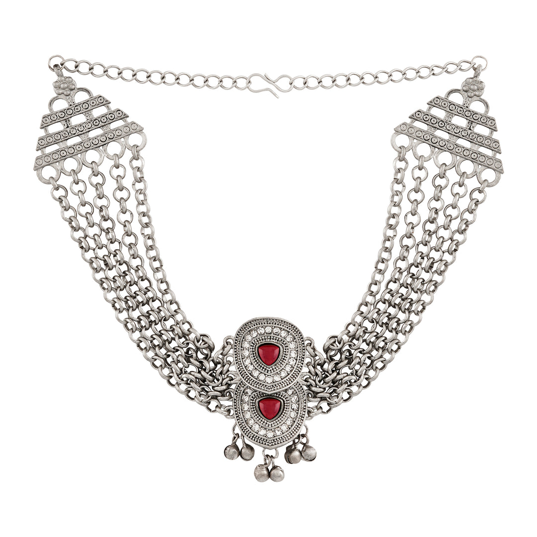 Teejh Vinata Silver Mehroon Necklace