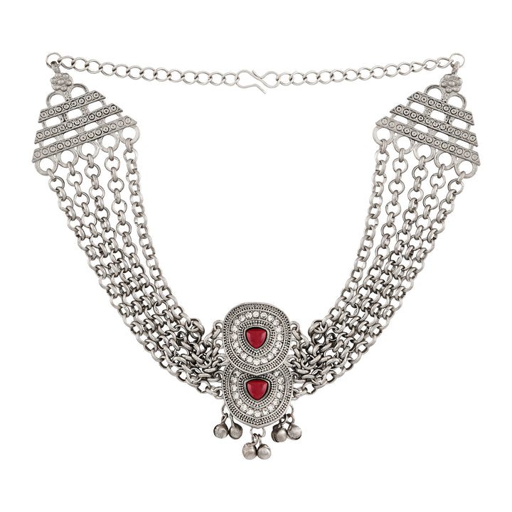 Teejh Vinata Silver Mehroon Necklace