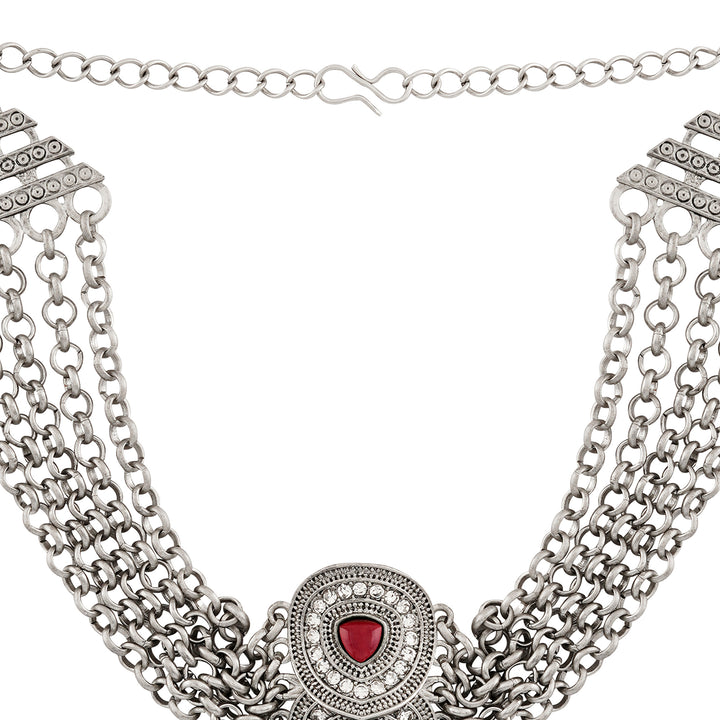 Teejh Vinata Silver Mehroon Necklace