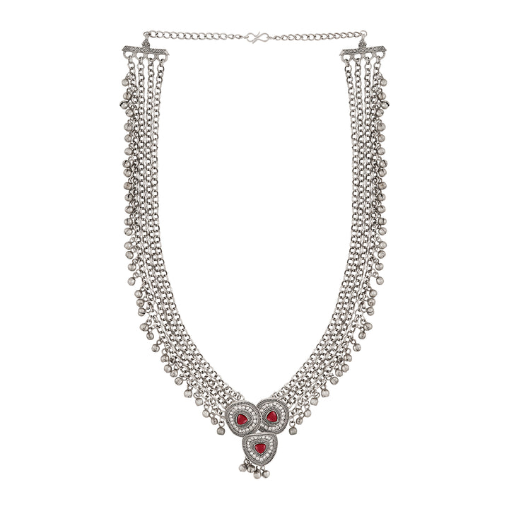 Teejh Yamuna Silver Mehroon Necklace