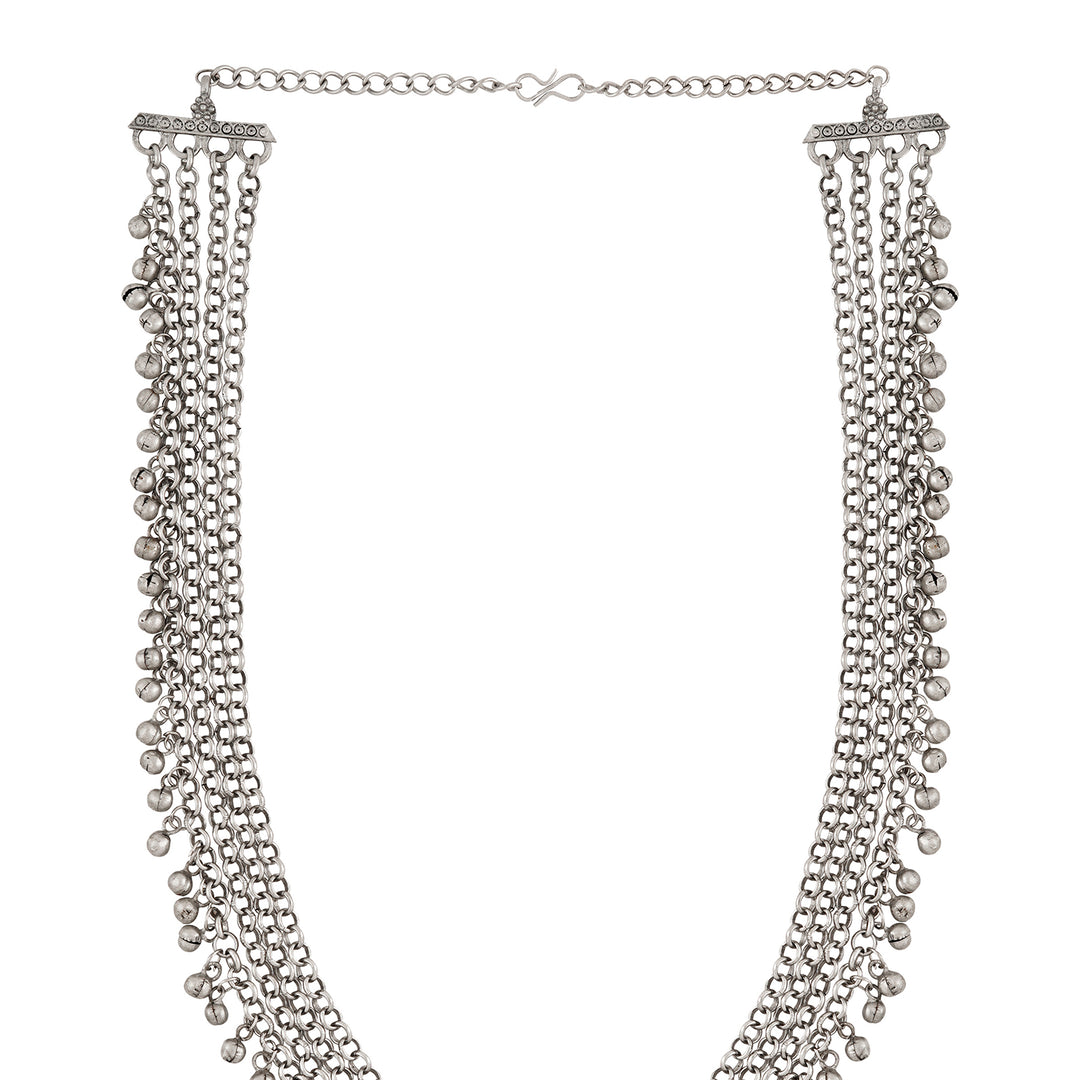 Teejh Yamuna Silver Mehroon Necklace