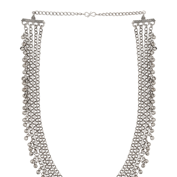 Teejh Yamuna Silver Mehroon Necklace