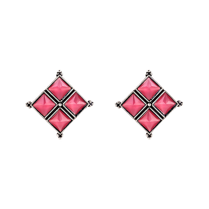 Teejh Dhamini Pastel Pink Silver Oxidised Earrings