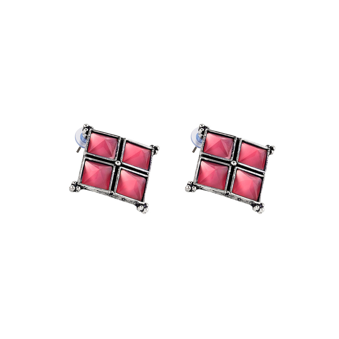 Teejh Dhamini Pastel Pink Silver Oxidised Earrings
