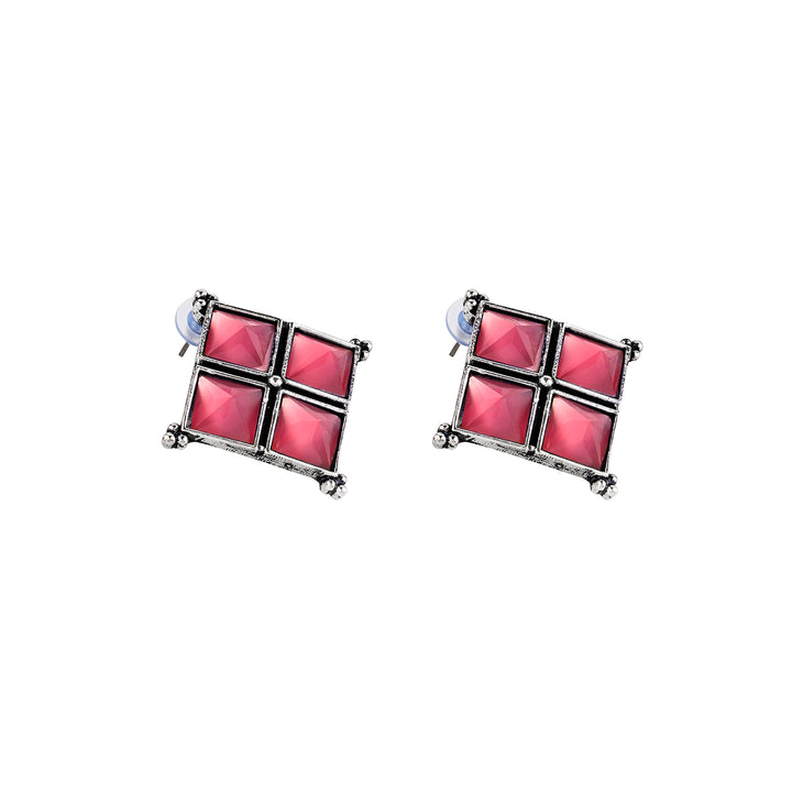 Teejh Dhamini Pastel Pink Silver Oxidised Earrings