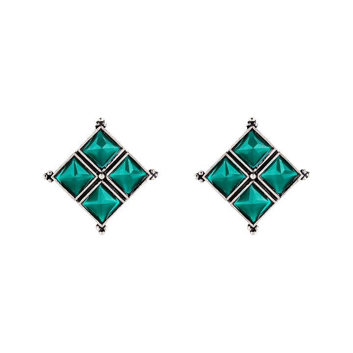 Teejh Dhamini Teal Silver Oxidised Earrings
