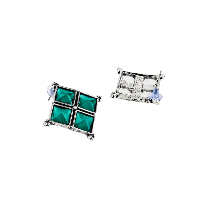 Teejh Dhamini Teal Silver Oxidised Earrings