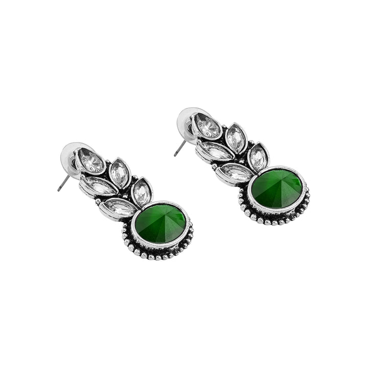 Teejh Madhurai Green Silver Oxidised Earrings