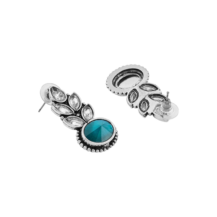 Teejh Madhurai Teal Silver Oxidised Earrings