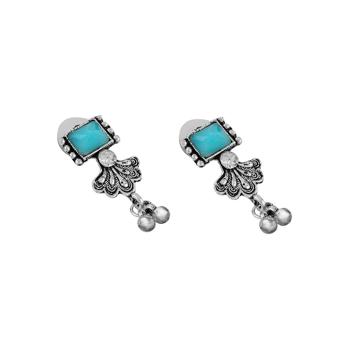 Teejh Nagada Sang Dhol Multicolored Silver Oxidised Necklace Set