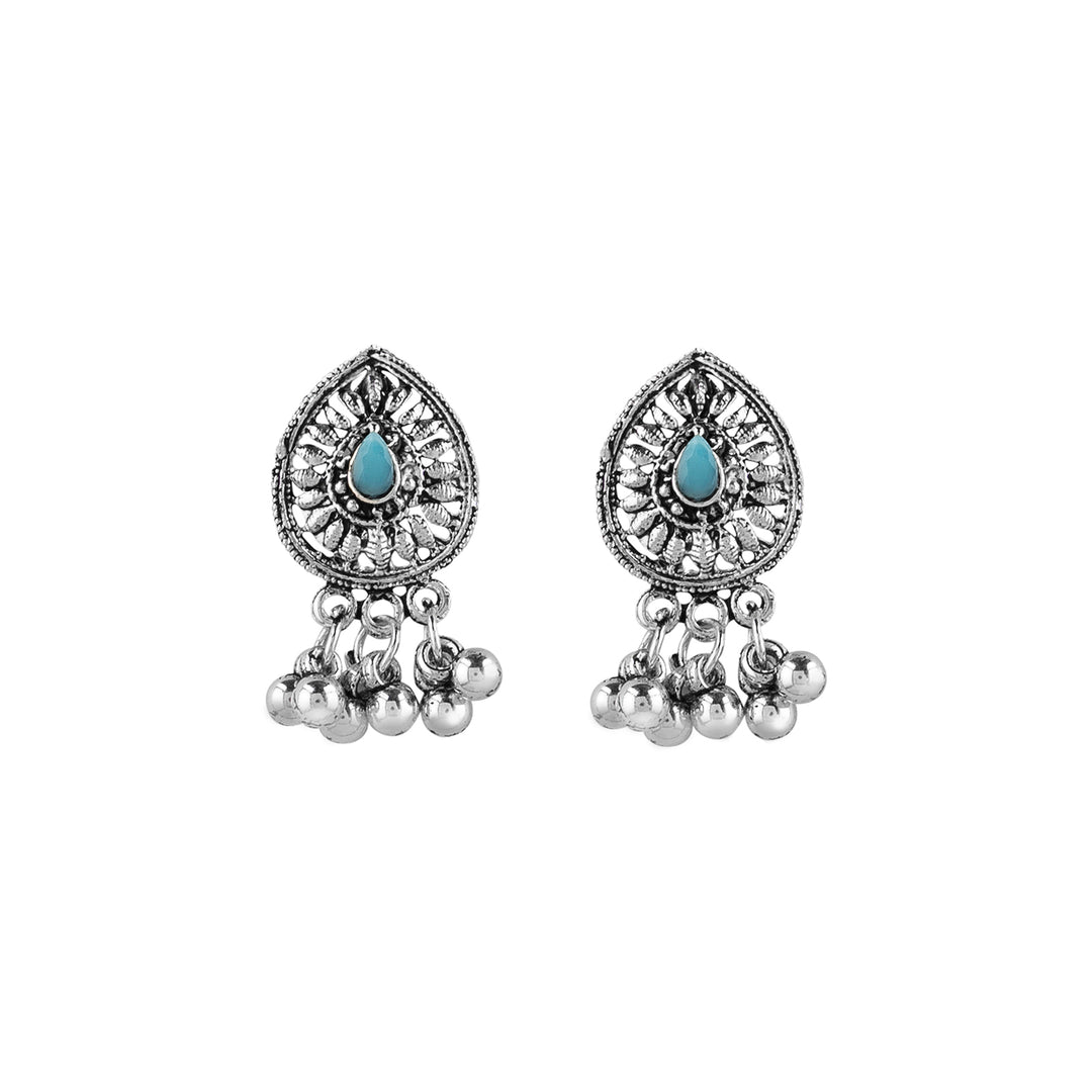 Teejh Odhani Multicolored Silver Oxidised Necklace Set