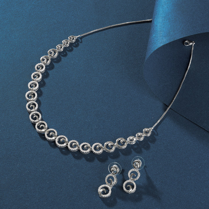 Teejh Rajput Radiance Silver Necklace Set With CZ White Stones