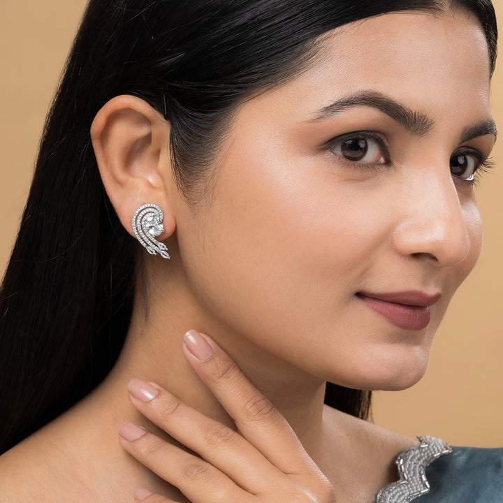 Teejh Majestic Mira CZ Stones  Silver Earrings