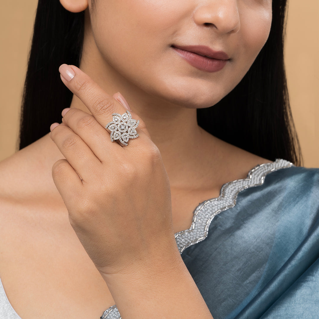 Teejh Royal Radiance CZ Stones Silver Ring