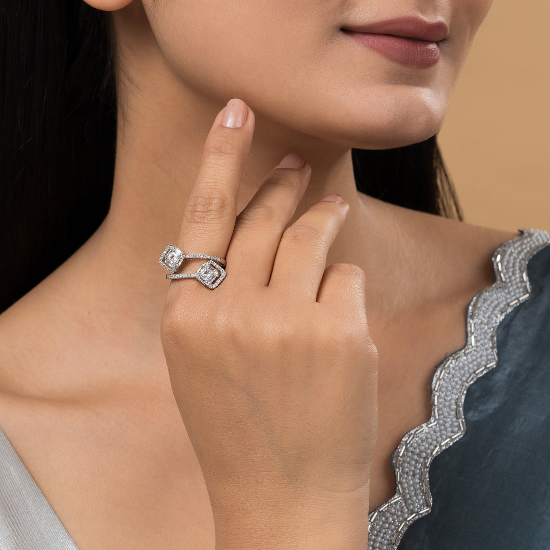 Teejh Jewel of Jodhpur  CZ Stones Silver Ring