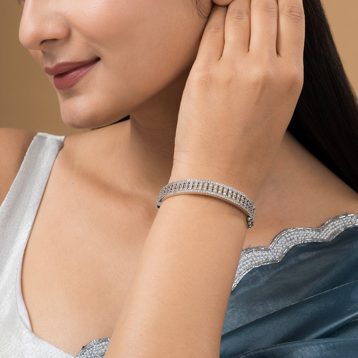 Teejh Veda Vishaal CZ Stones Silver Bracelet