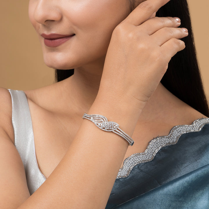 Teejh Tanishka Twinkle CZ Stones Silver Brcaelet