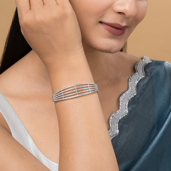 Teejh Lavanya Lustre CZ Stones  Silver Bracelet