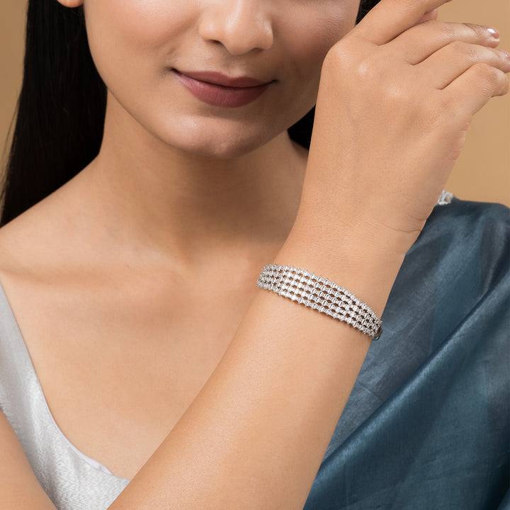 Teejh Taj Tranquil CZ Stones Silver Bracelet