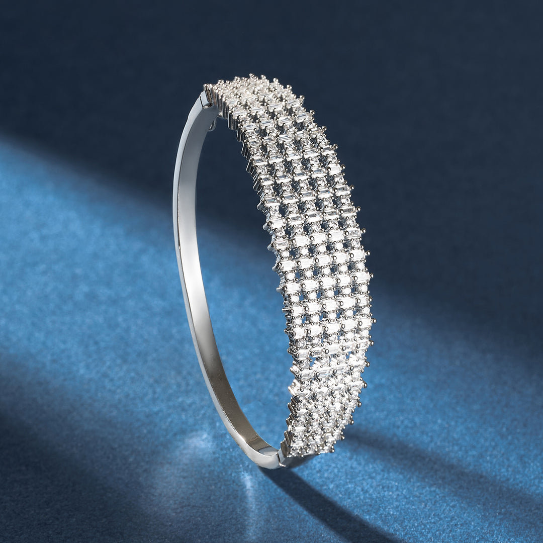 Teejh Taj Tranquil CZ Stones Silver Bracelet