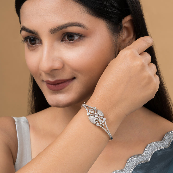 Teejh Serene Swarna CZ Stones  Silver Bracelet