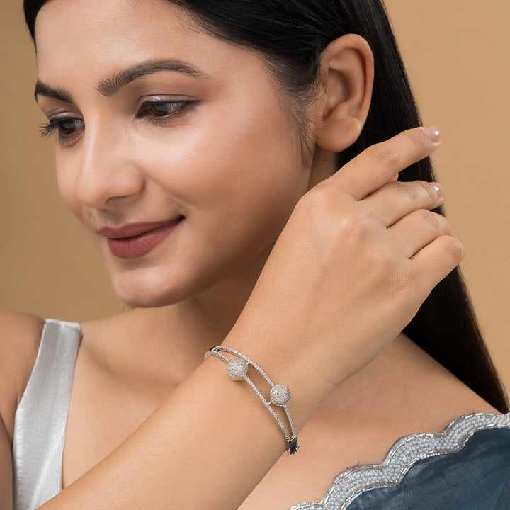Teejh Jewel of Jhansi CZ Stones Silver Bracelet