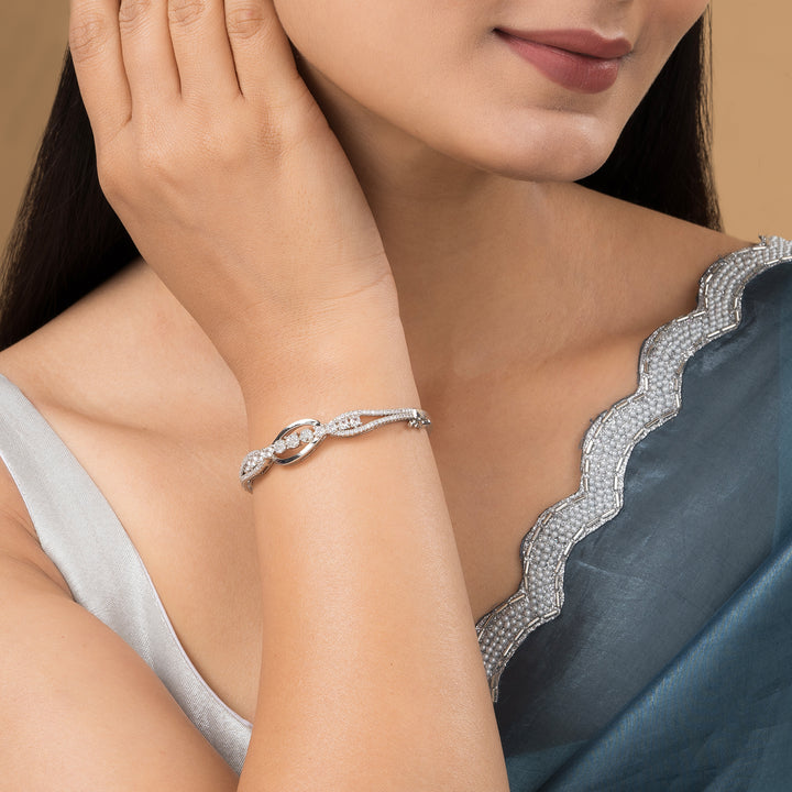 Teejh Sona Sundari  CZ Stones Silver Bracelet