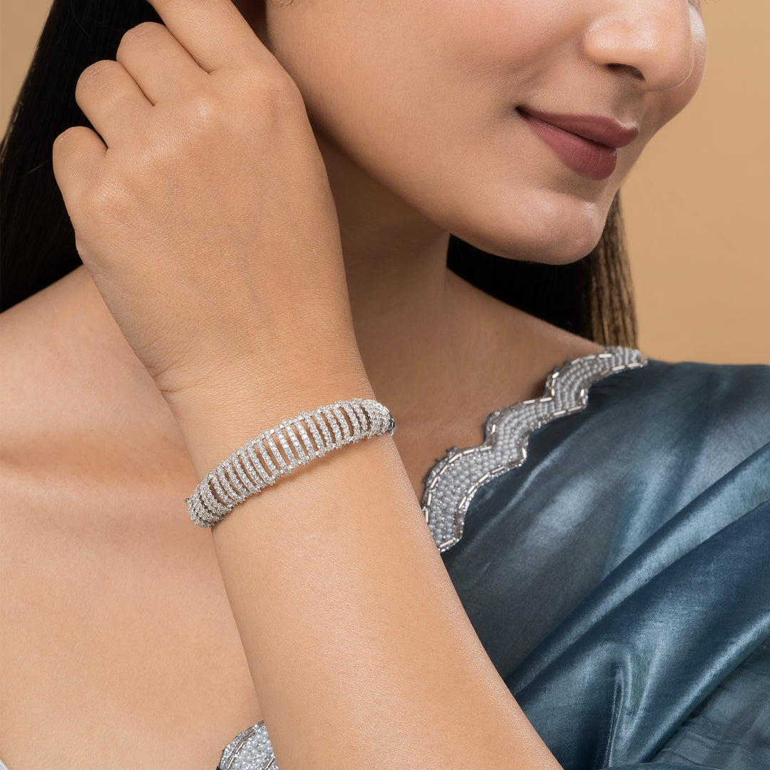 Teejh Pranjal Precious CZ Stones Silver Bracelet