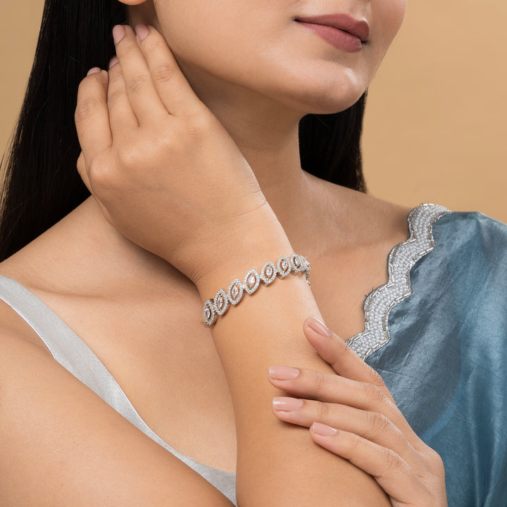 Teejh Aarti Allure CZ Stones Silver Bracelet