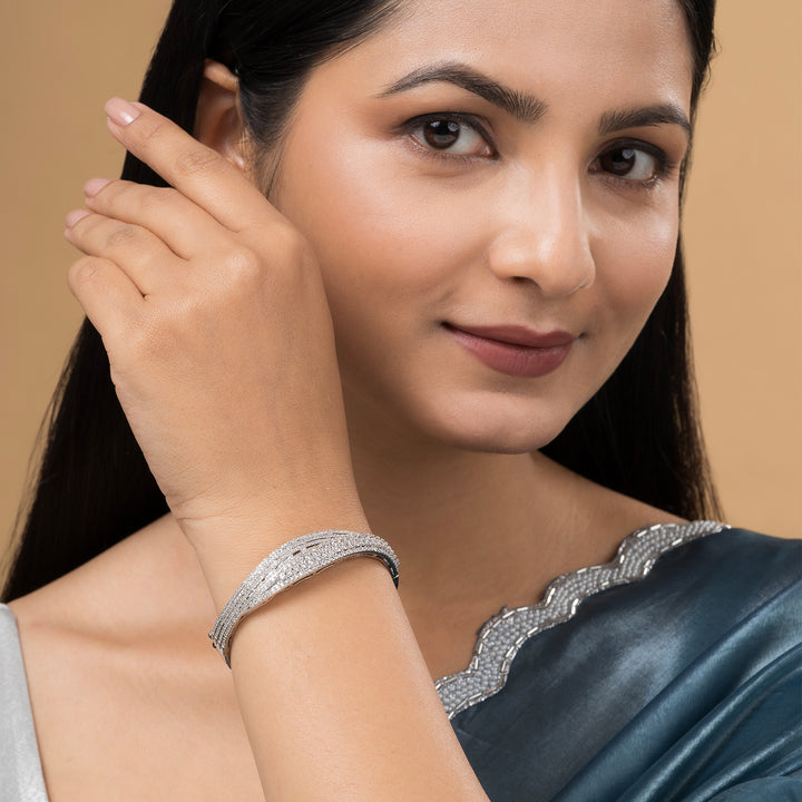 Teejh Madhavi Mirage CZ Stones Silver Bracelet