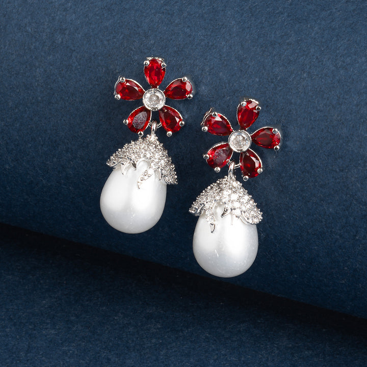 Teejh Almaz Silver and Red Earring
