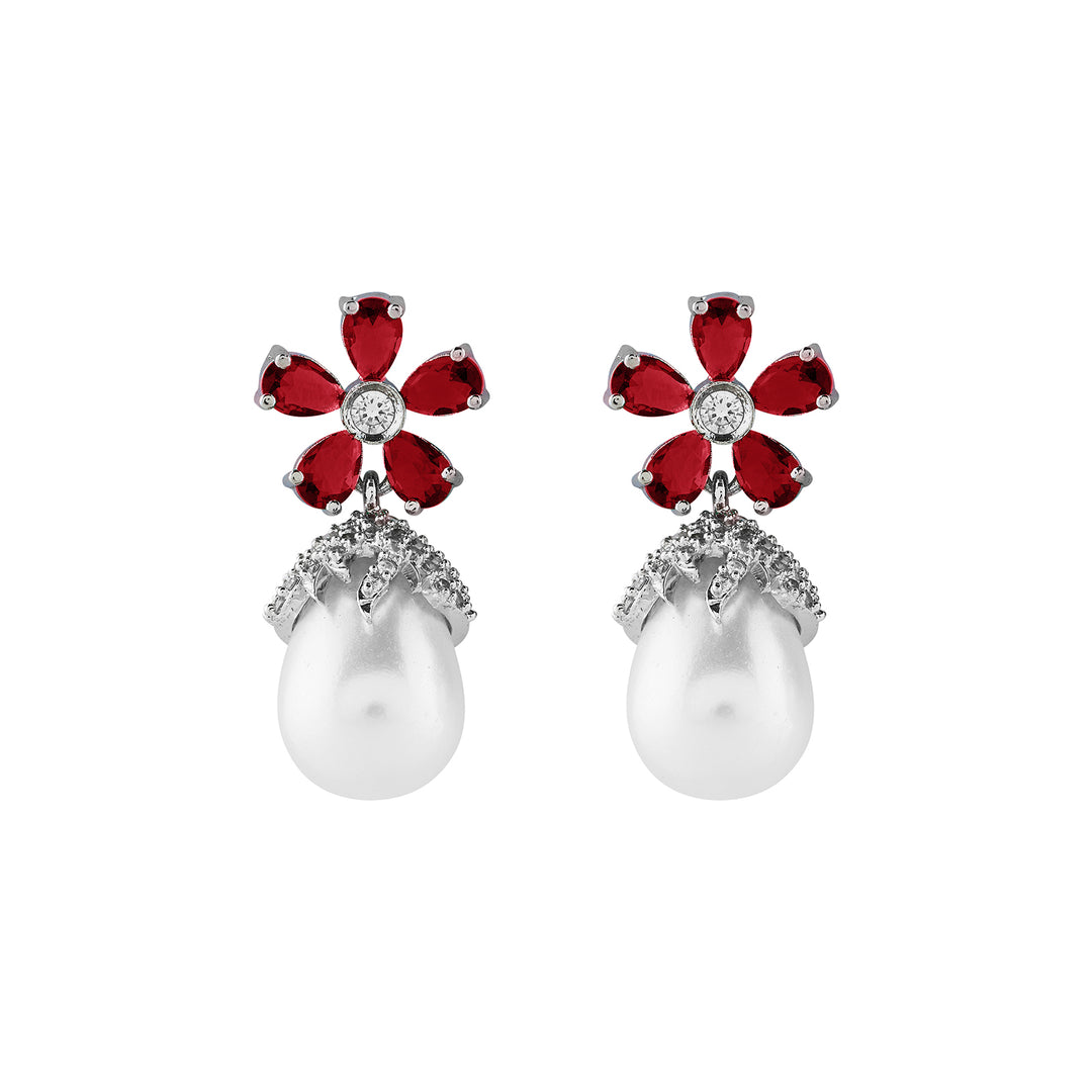 Teejh Almaz Silver and Red Earring