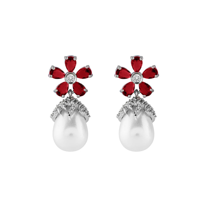 Teejh Almaz Silver and Red Earring