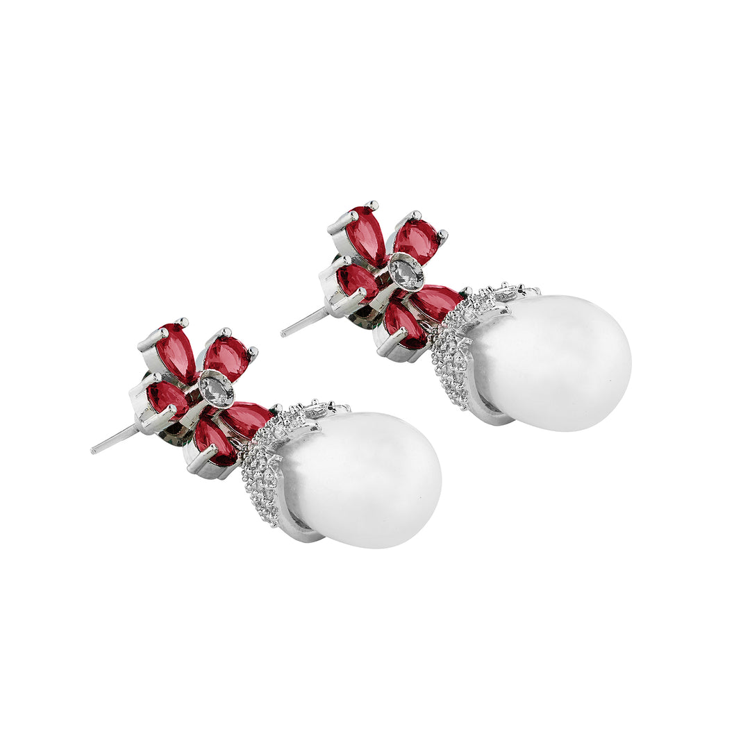 Teejh Almaz Silver and Red Earring