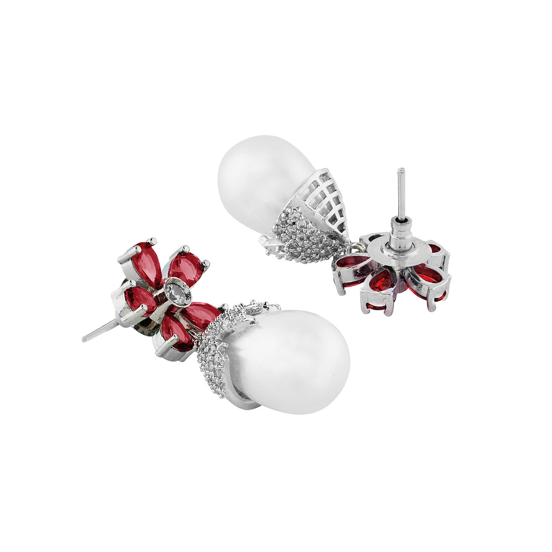Teejh Almaz Silver and Red Earring