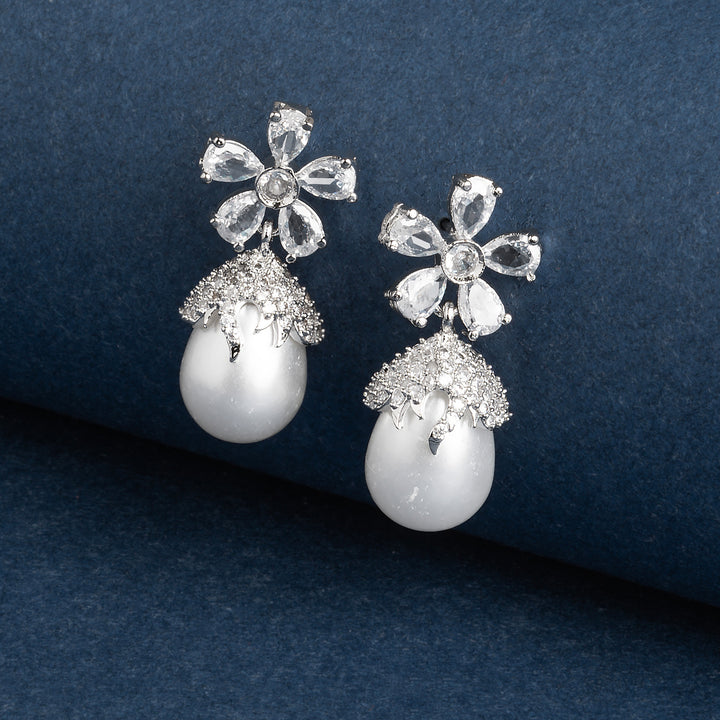 Teejh Almaz Silver and White Earring