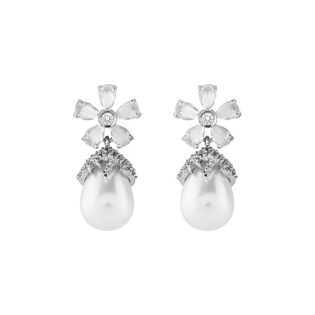 Teejh Almaz Silver and White Earring