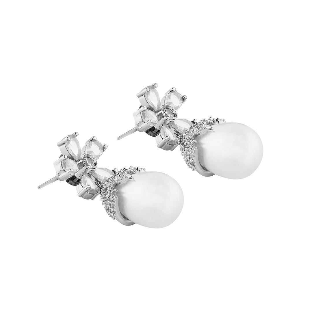 Teejh Almaz Silver and White Earring