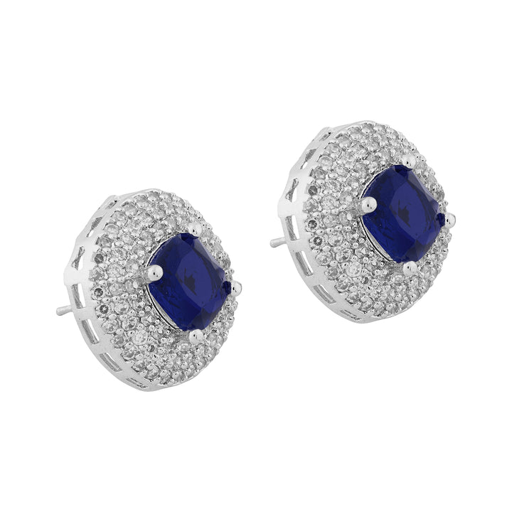 Teejh Celeste Silver Blue Stone Necklace Set