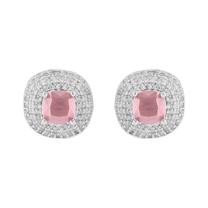 Teejh Celeste Silver Pink Stone Necklace Set